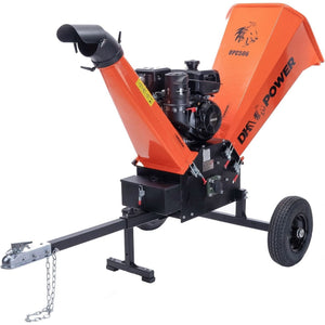 DK2 6 IN. D.O.T. 14 hp kohler commercial 3600 rpm cyclonic chipper shredder, 12 inch cutting blades with d.o.t. road legal tires and 48 in. extended wheel axle. - Prime Yard Tools