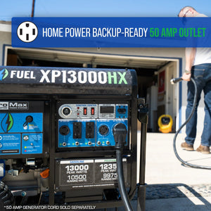 DuroMax 13,000 Watt Dual Fuel Portable HX Generator w/ CO Alert - Prime Yard Tools