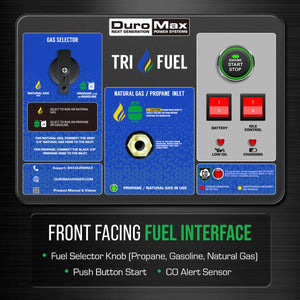 DuroMax 15,000 Watt Electric Start Tri-Fuel Portable Generator - Prime Yard Tools