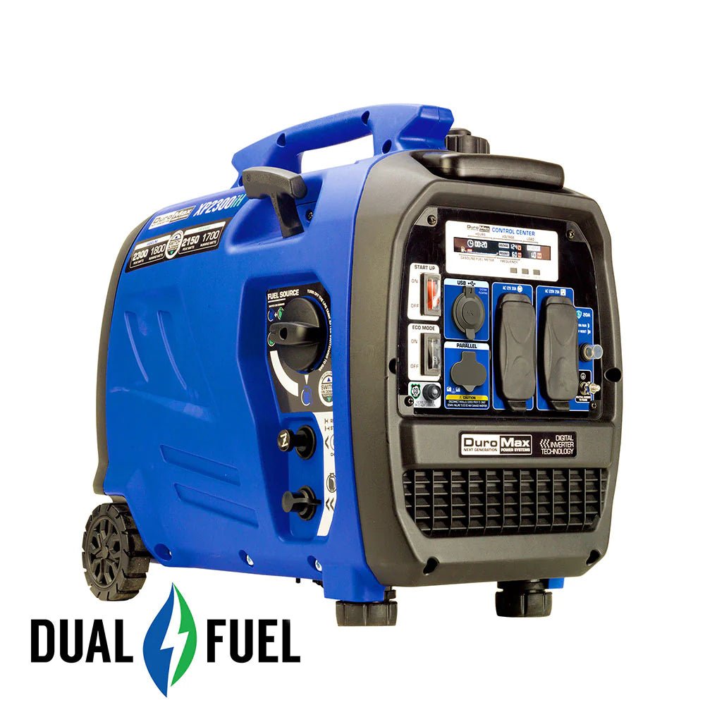 DuroMax 2,300 Watt Dual Fuel Portable Inverter Generator w/ CO Alert - Prime Yard Tools